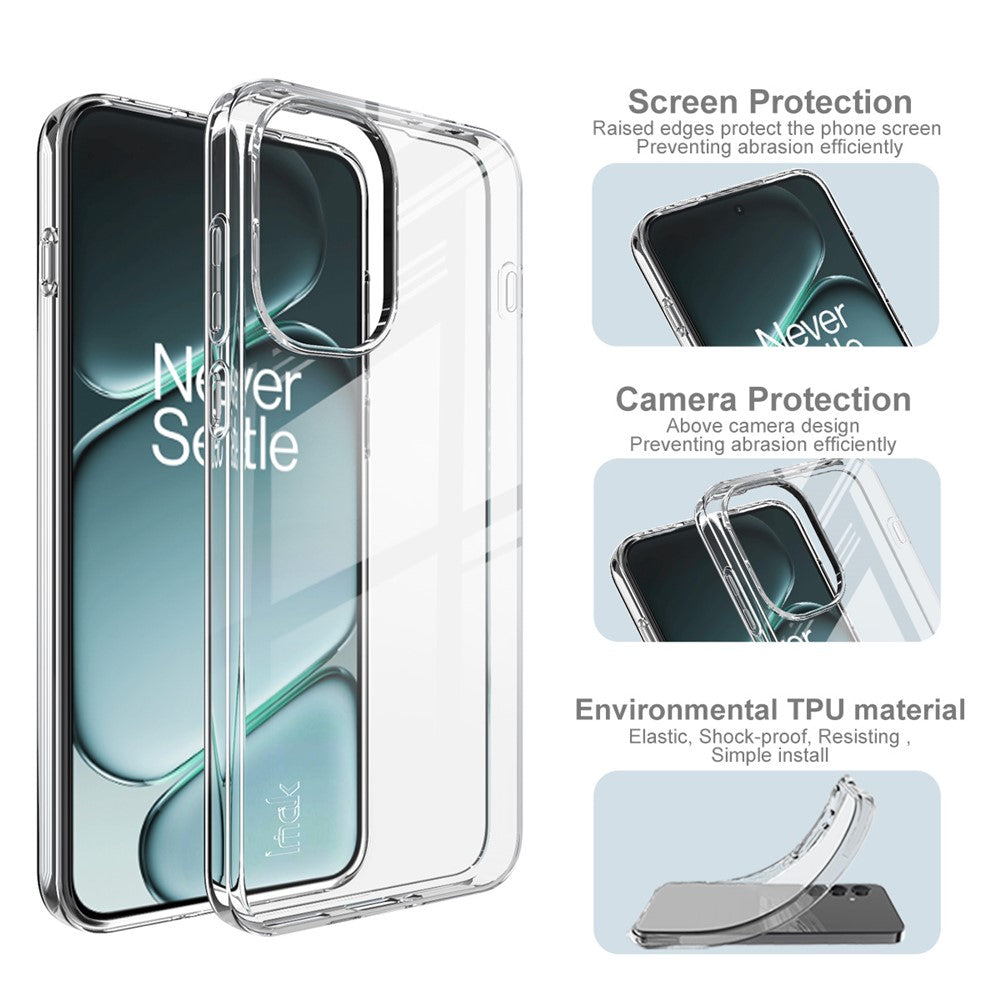 IMAK UX-10-serien til OnePlus 15R 5G / Ace 6T 5G / Ace 6 5G, gennemsigtigt mobilcover i blød TPU med bagside