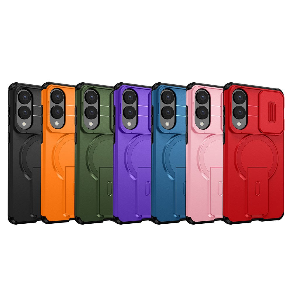For Samsung Galaxy S25 Edge Magnetic Case Kickstand Camera Slider PC + TPU Phone Cover