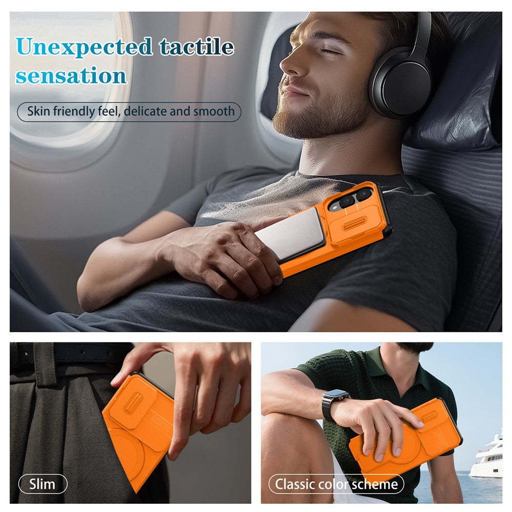 For Samsung Galaxy S25 Edge Magnetic Case Kickstand Camera Slider PC + TPU Phone Cover