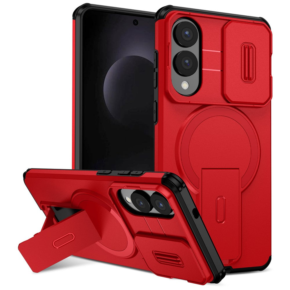For Samsung Galaxy S25 Edge Magnetic Case Kickstand Camera Slider PC + TPU Phone Cover