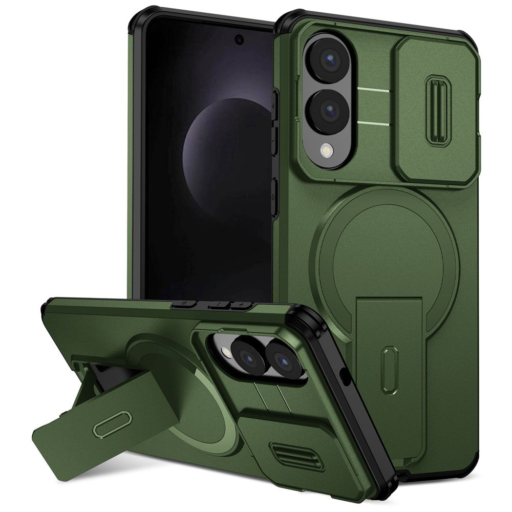 For Samsung Galaxy S25 Edge Magnetic Case Kickstand Camera Slider PC + TPU Phone Cover