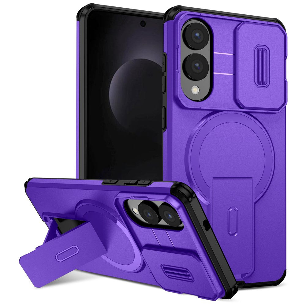 For Samsung Galaxy S25 Edge Magnetic Case Kickstand Camera Slider PC + TPU Phone Cover
