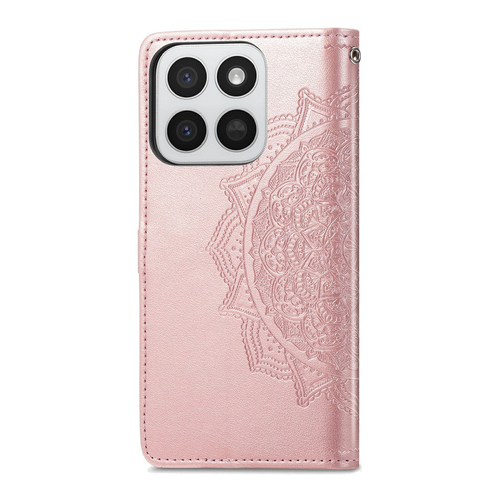 mobilskal till Honor 400 Smart 5G / 400 Smart 4G / X7d 4G / X7d 5G Plånbok Läderfodral med Mandala-blomma, Stativvy