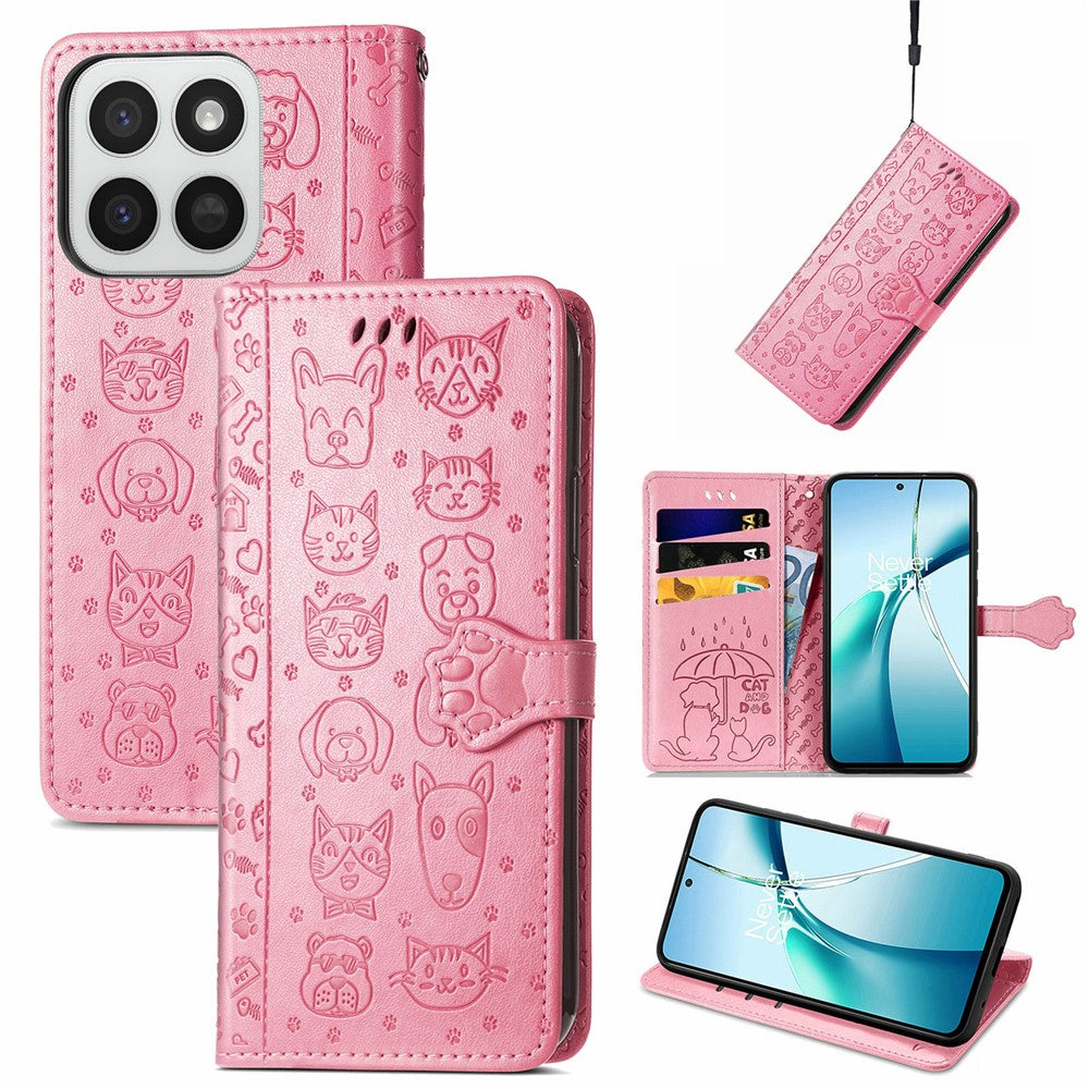 Phone Case for Honor 400 Smart 5G  /  400 Smart 4G  /  X7d 4G  /  X7d 5G Flip Wallet Leather Phone Cover with Cute Cat Dog Pattern