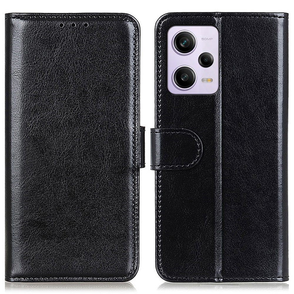 For Xiaomi Redmi Note 12 Pro 5G Crazy Horse Texture PU Leather Magnetic Clasp Cell Phone Cover with Wallet Stand