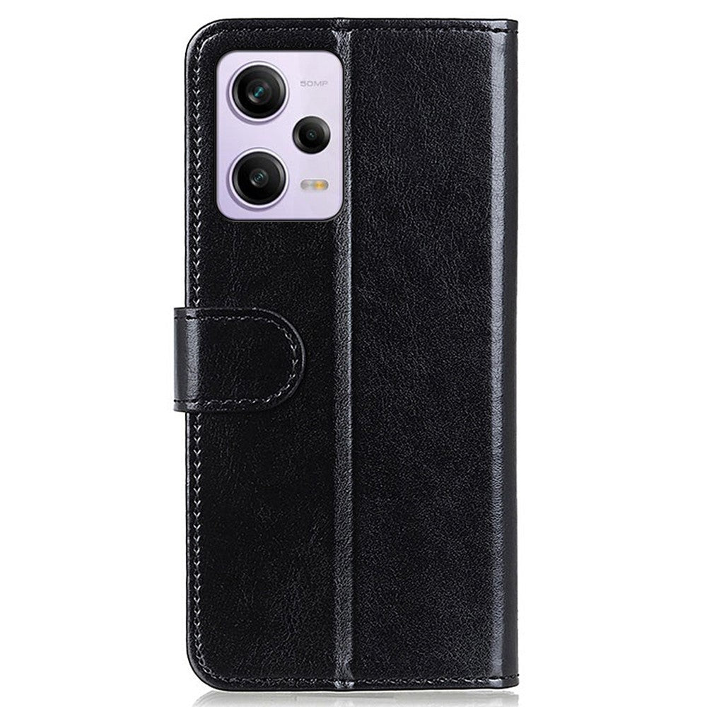 For Xiaomi Redmi Note 12 Pro 5G Crazy Horse Texture PU Leather Magnetic Clasp Cell Phone Cover with Wallet Stand