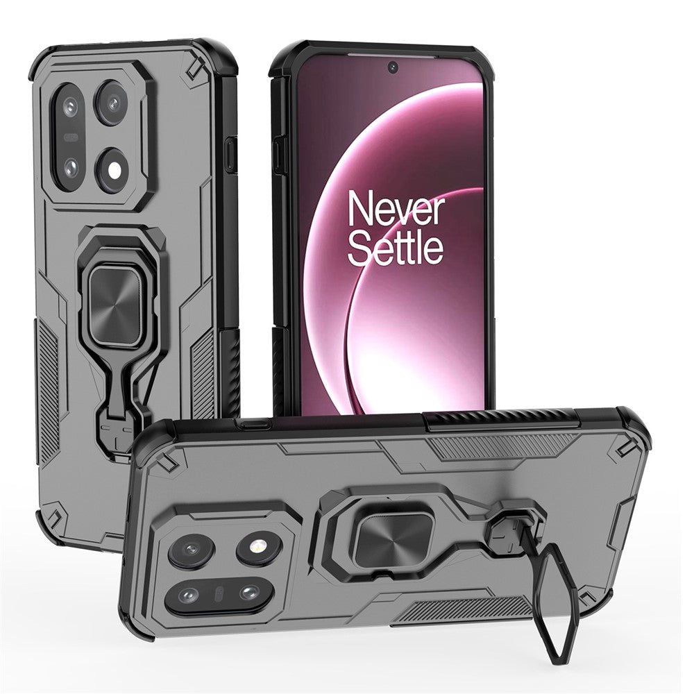 For OnePlus 15 5G Case Rotatable Ring Kickstand PC + TPU Shockproof Phone Cover