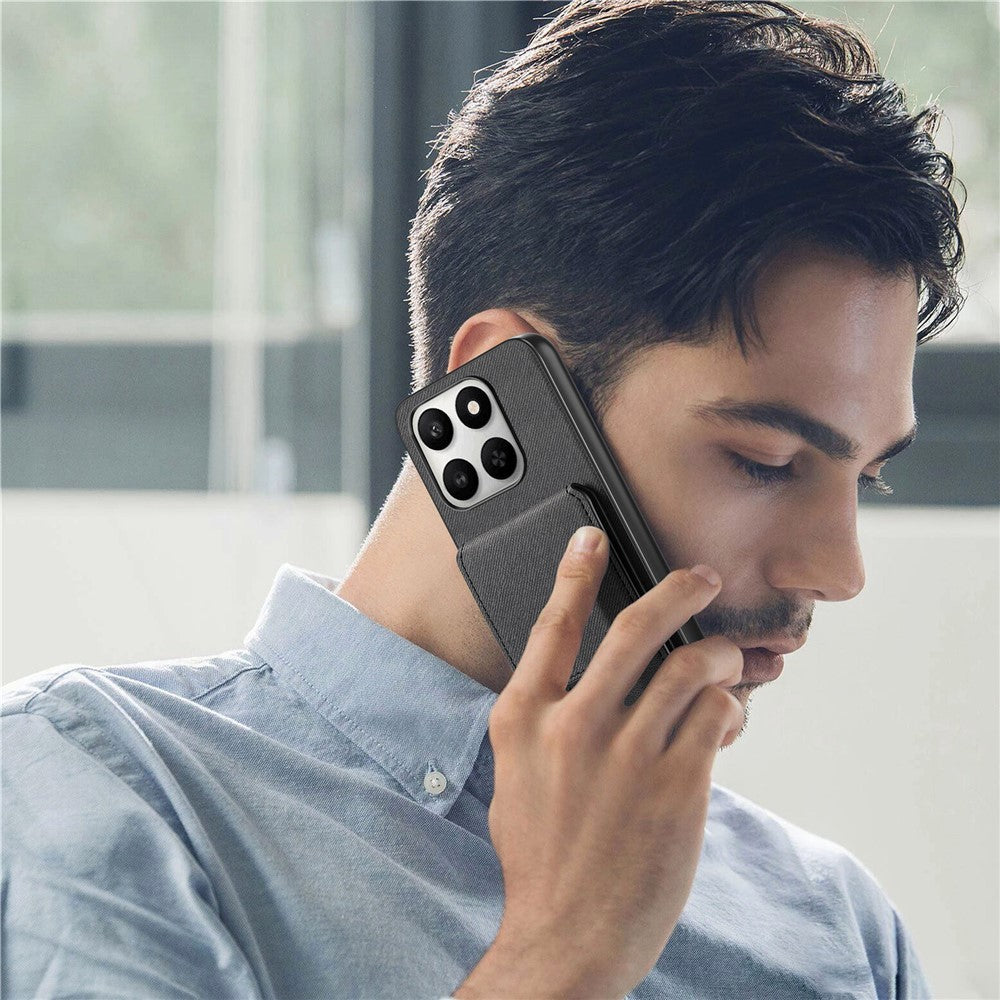 Telefoncover til Honor 400 Smart 5G / 400 Smart 4G / X7d 4G / X7d 5G i stoftekstur læder + PC + TPU RFID-blokerende telefoncover med kortholder