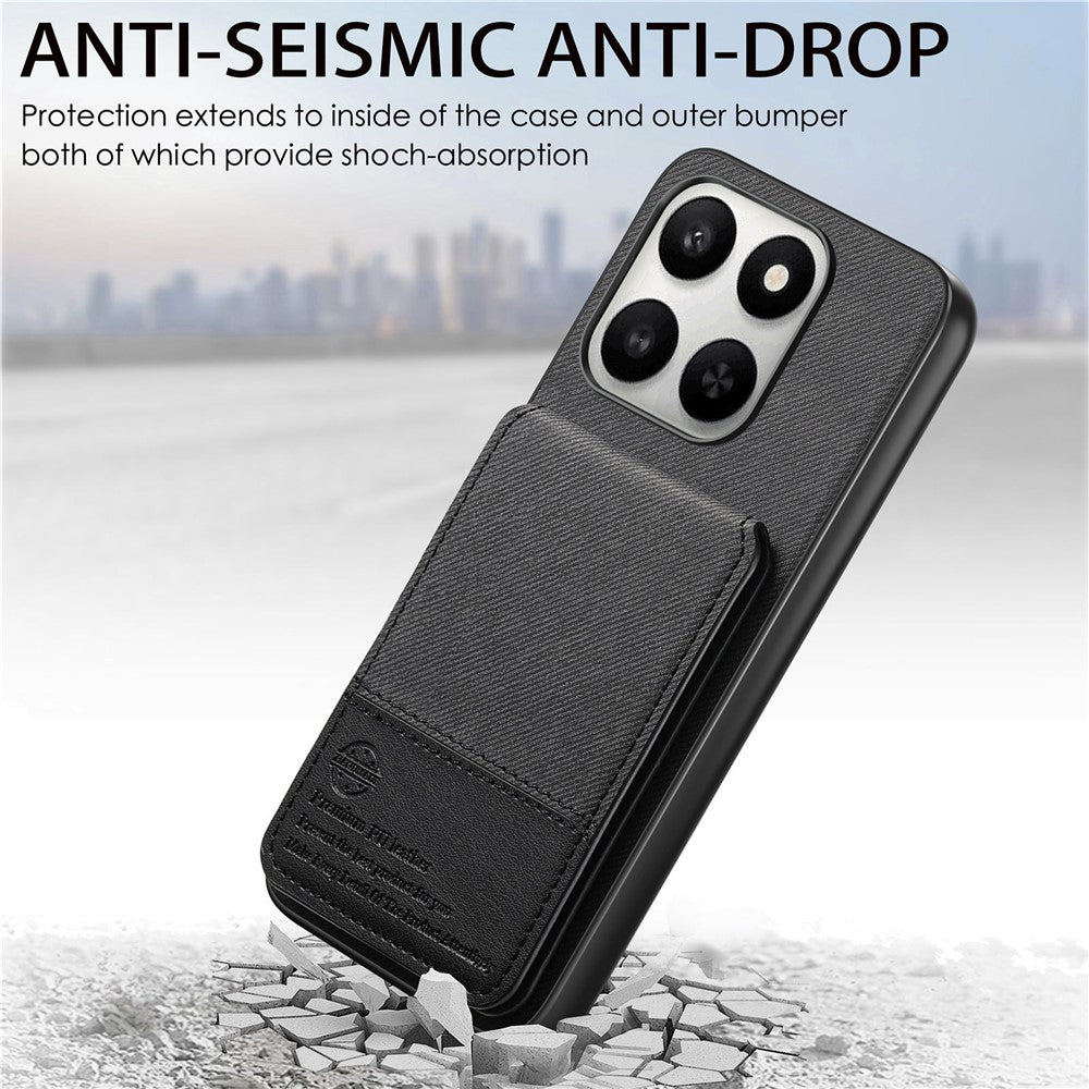 Phone Case for Honor 400 Smart 5G / 400 Smart 4G / X7d 4G / X7d 5G Cloth Texture Leather + PC + TPU RFID Blocking Phone Cover with Card Holder