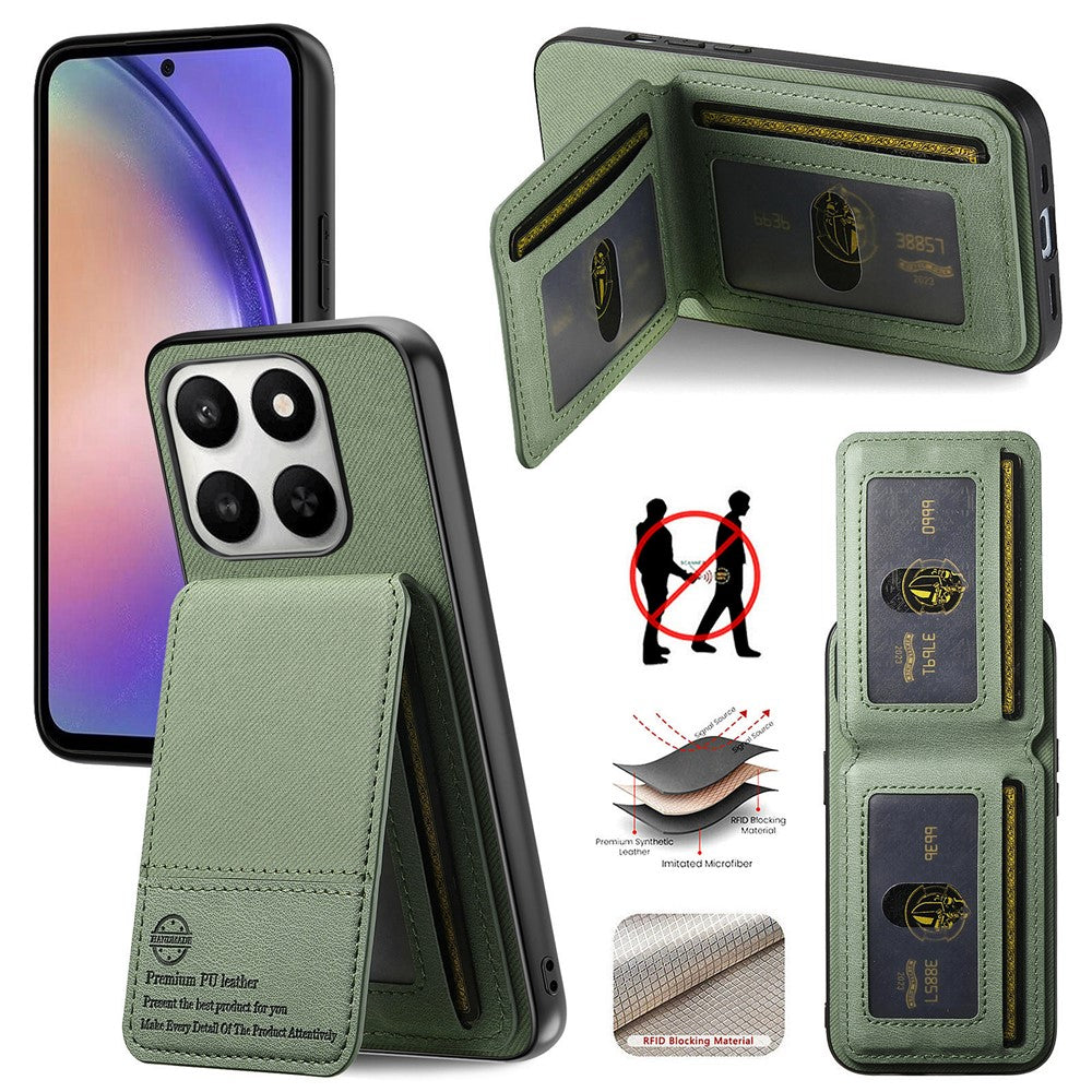Phone Case for Honor 400 Smart 5G / 400 Smart 4G / X7d 4G / X7d 5G Cloth Texture Leather + PC + TPU RFID Blocking Phone Cover with Card Holder