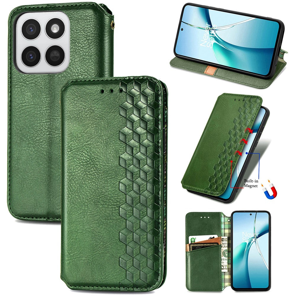 Phone Case for Honor 400 Smart 5G / 400 Smart 4G / X7d 4G / X7d 5G Rhombus Imprint PU Leather Wallet Phone Cover