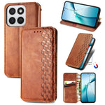 Phone Case for Honor 400 Smart 5G / 400 Smart 4G / X7d 4G / X7d 5G Rhombus Imprint PU Leather Wallet Phone Cover