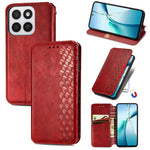 Phone Case for Honor 400 Smart 5G / 400 Smart 4G / X7d 4G / X7d 5G Rhombus Imprint PU Leather Wallet Phone Cover