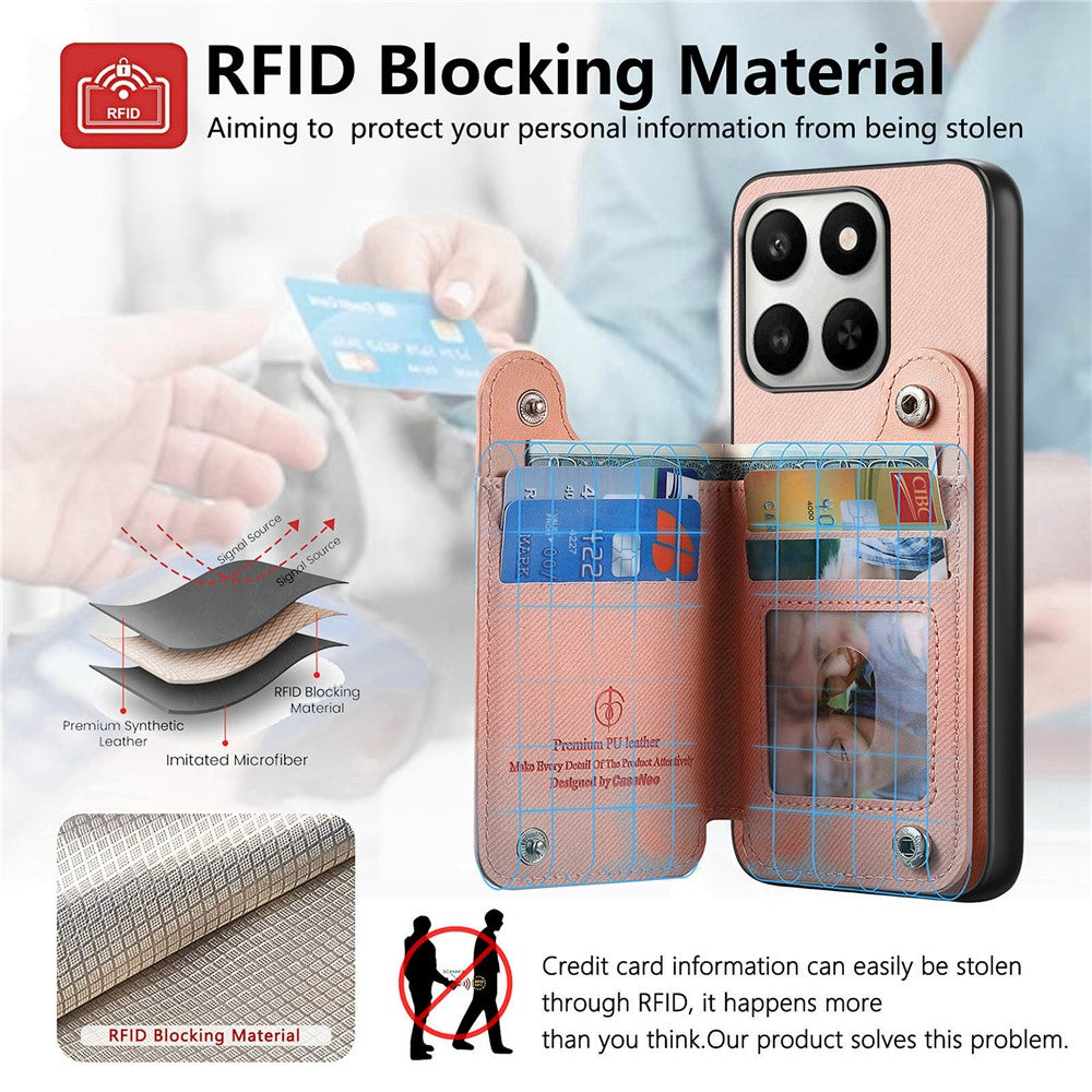 Phone Case for Honor 400 Smart 5G / 400 Smart 4G / X7d 4G / X7d 5G RFID Blocking Card Holder Jeans Cloth Texture Leather Back Cover with Elastic Wristband