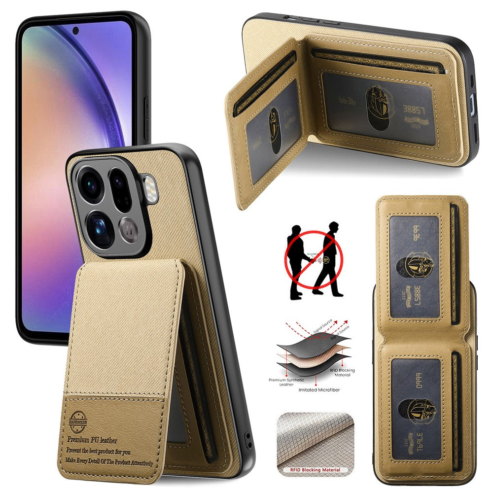 For Oppo Find X9 Pro 5G Case Cloth Texture Leather + PC + TPU RFID Blocking Phone Cover with Card Holder