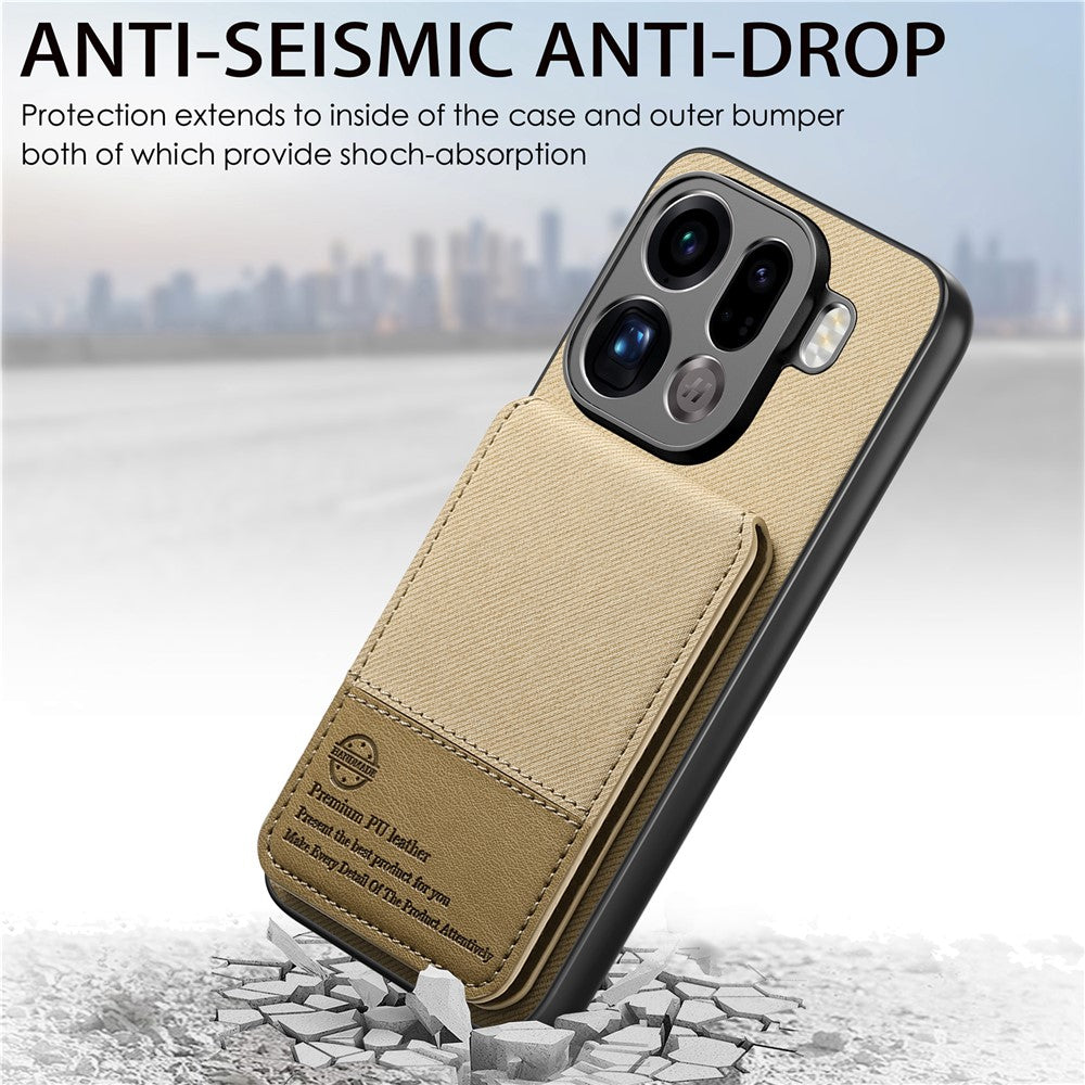 For Oppo Find X9 Pro 5G Case Cloth Texture Leather + PC + TPU RFID Blocking Phone Cover with Card Holder