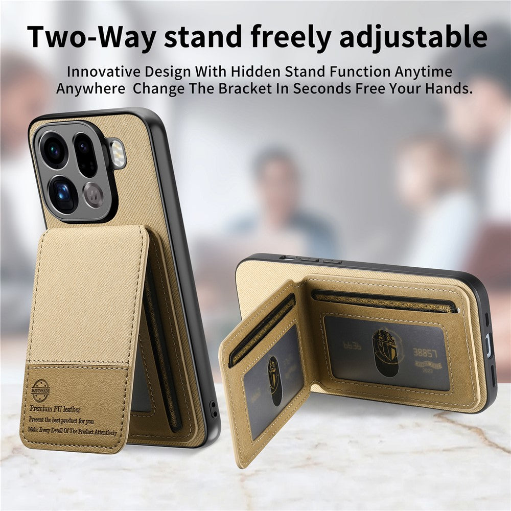 For Oppo Find X9 Pro 5G Case Cloth Texture Leather + PC + TPU RFID Blocking Phone Cover with Card Holder