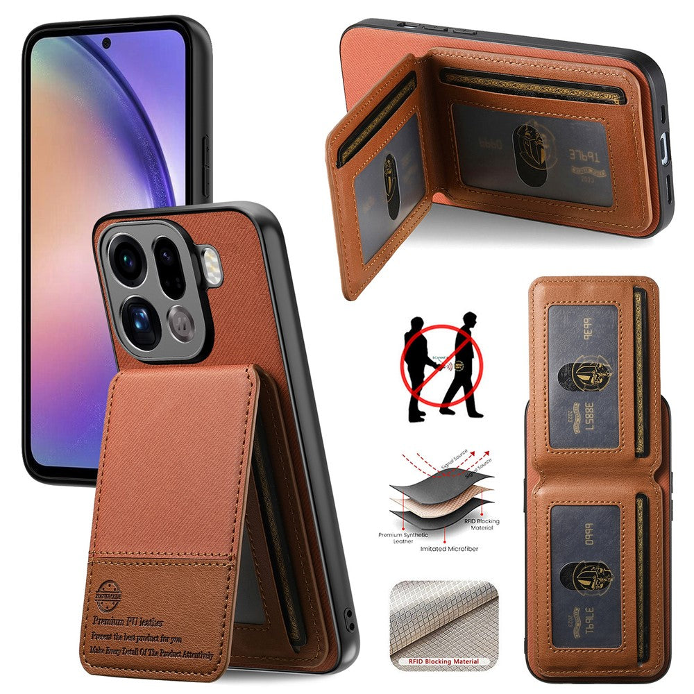 For Oppo Find X9 Pro 5G Case Cloth Texture Leather + PC + TPU RFID Blocking Phone Cover with Card Holder