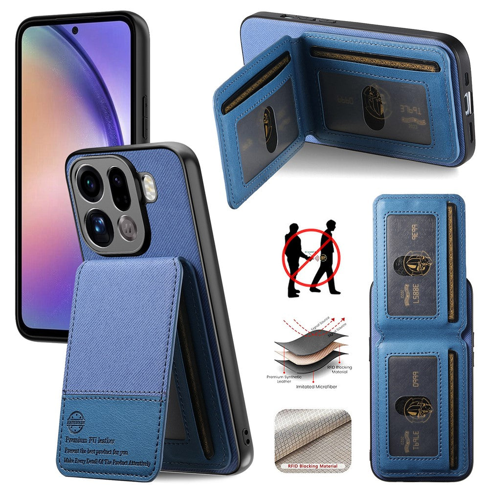 For Oppo Find X9 Pro 5G Case Cloth Texture Leather + PC + TPU RFID Blocking Phone Cover with Card Holder