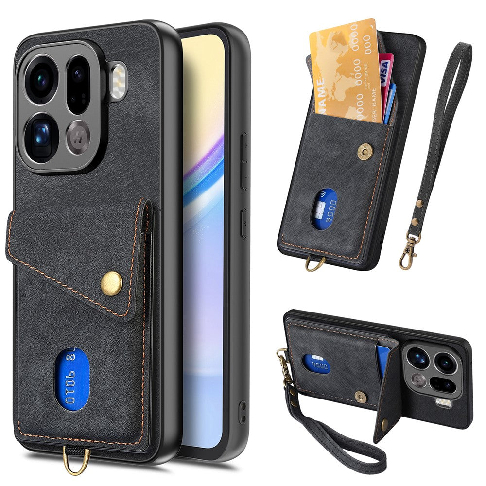 For Oppo Find X9 Pro 5G Case with Card Holder Kickstand Leather Phone Back Cover