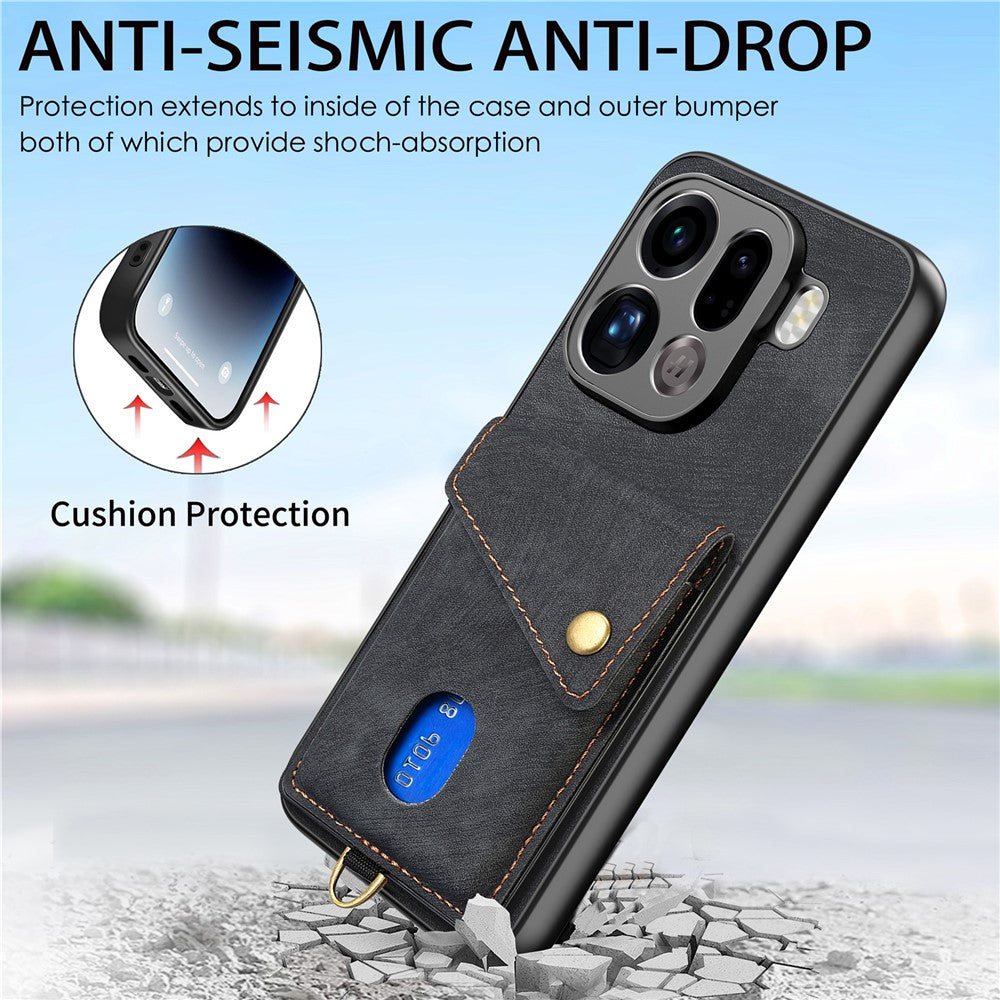 For Oppo Find X9 Pro 5G Case with Card Holder Kickstand Leather Phone Back Cover