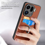 For Oppo Find X9 Pro 5G Case PU Leather Coated PC+TPU Phone Cover with Ring Holder Card Slots