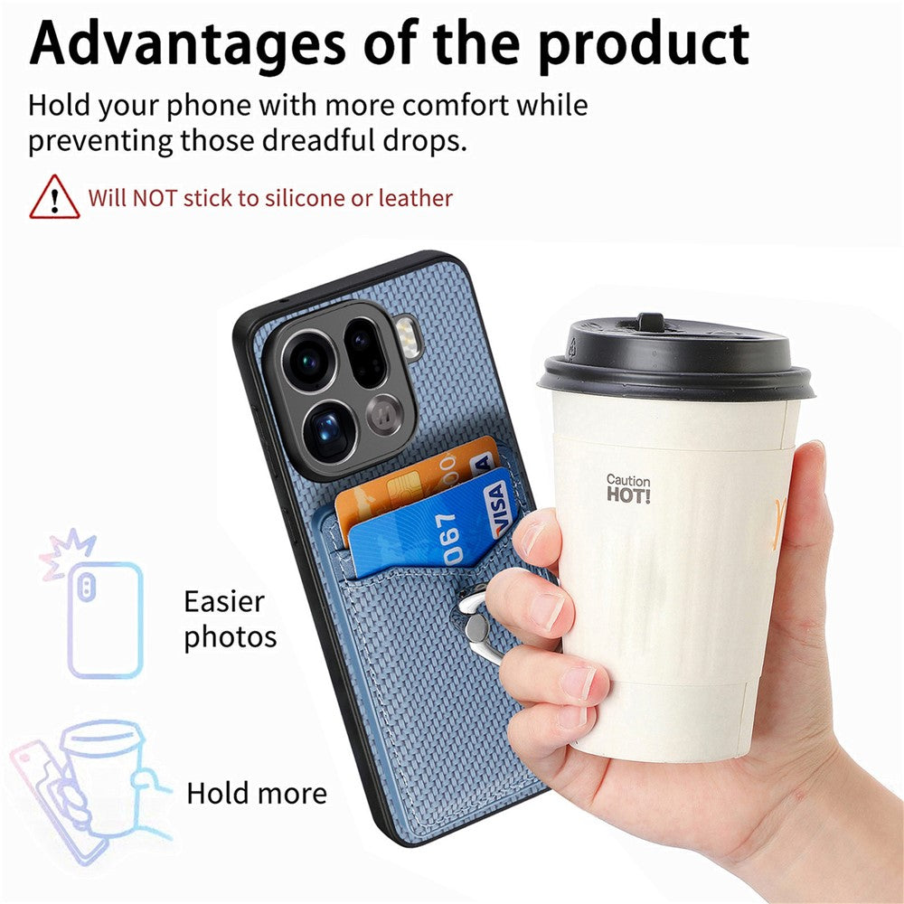 For Oppo Find X9 Pro 5G Case PU Leather Coated PC+TPU Phone Cover with Ring Holder Card Slots