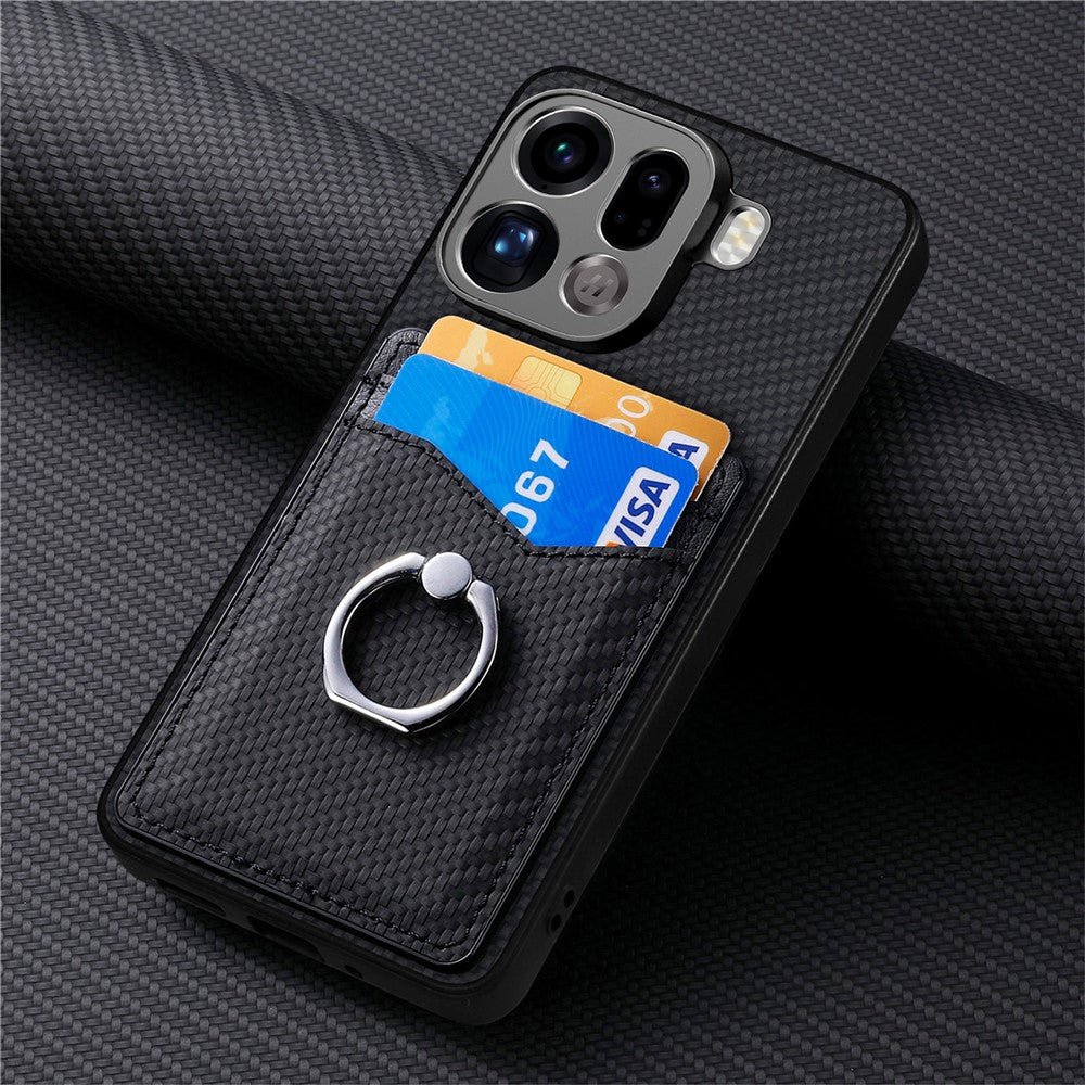 For Oppo Find X9 Pro 5G Case PU Leather Coated PC+TPU Phone Cover with Ring Holder Card Slots