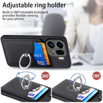 For Oppo Find X9 Pro 5G Case PU Leather Coated PC+TPU Phone Cover with Ring Holder Card Slots