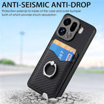 For Oppo Find X9 Pro 5G Case PU Leather Coated PC+TPU Phone Cover with Ring Holder Card Slots
