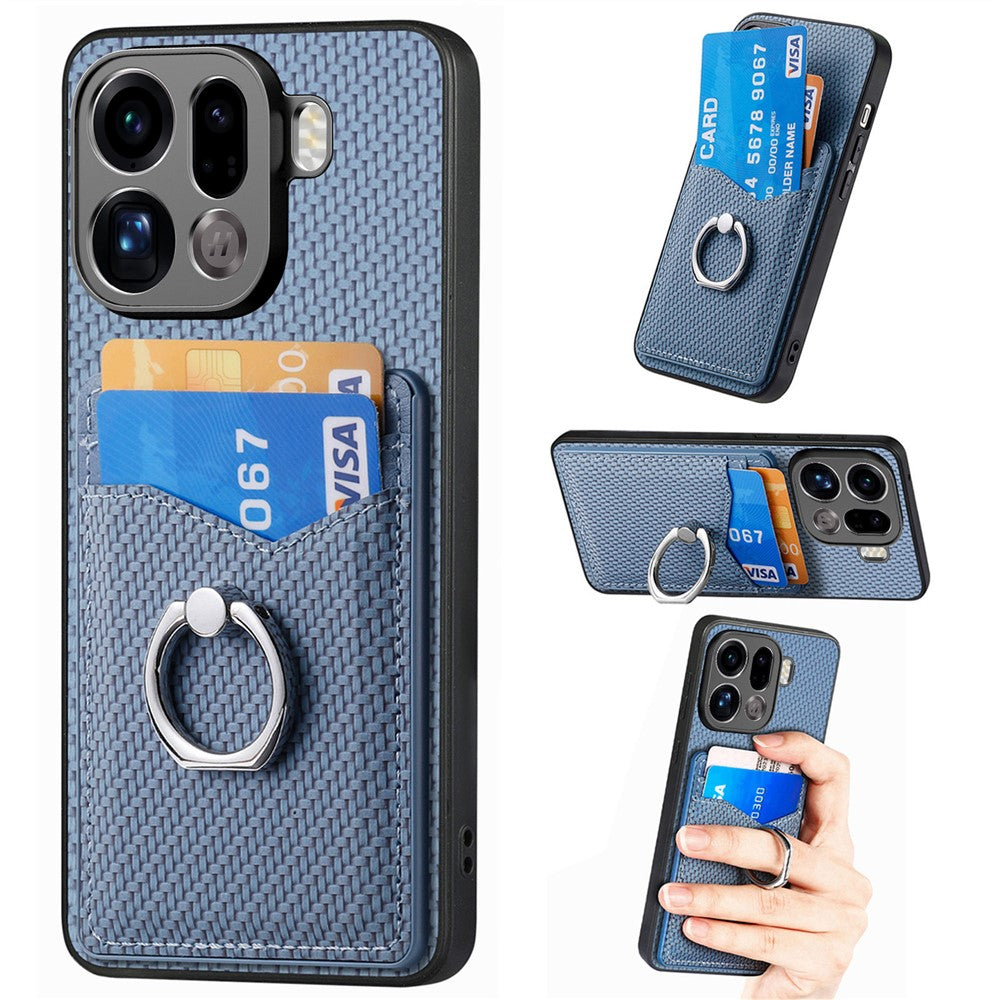 For Oppo Find X9 Pro 5G Case PU Leather Coated PC+TPU Phone Cover with Ring Holder Card Slots
