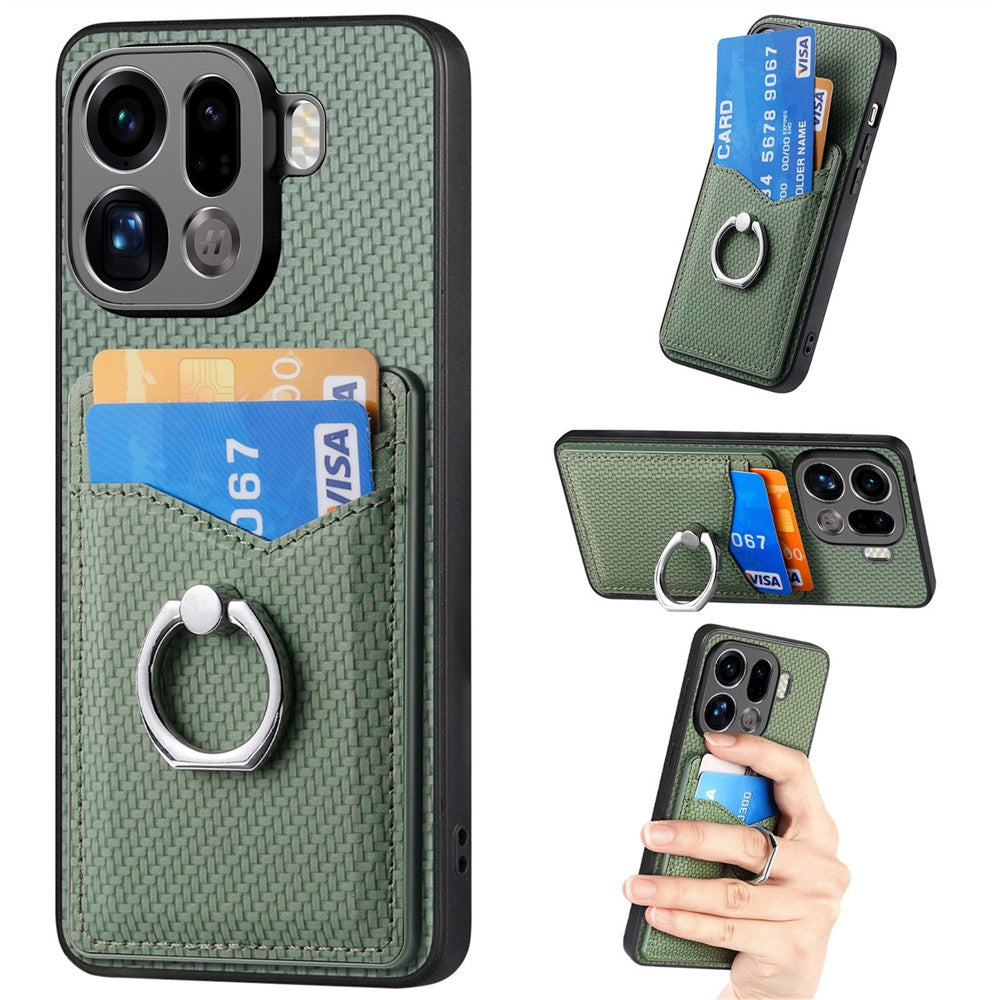 For Oppo Find X9 Pro 5G Case PU Leather Coated PC+TPU Phone Cover with Ring Holder Card Slots