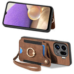 For Oppo Find X9 Pro 5G Retro PU Leather Case Phone Cover with RFID Blocking Card Holder   /   Ring Holder
