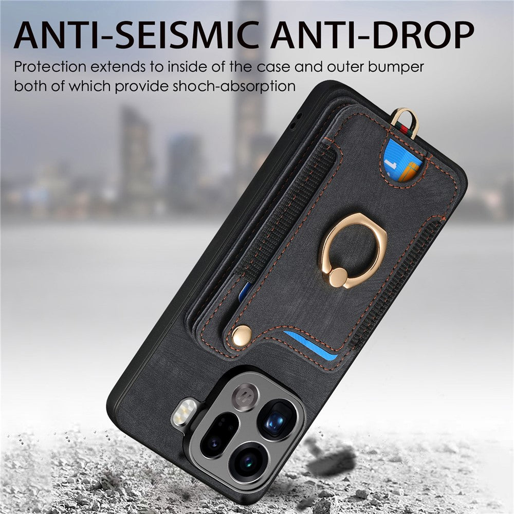 For Oppo Find X9 Pro 5G Retro PU Leather Case Phone Cover with RFID Blocking Card Holder   /   Ring Holder