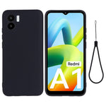 For Xiaomi Redmi A2 4G / A1 4G Soft Liquid Silicone Cell Phone Case Microfiber Lining Anti-Scratch Cover with Strap