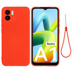 For Xiaomi Redmi A2 4G / A1 4G Soft Liquid Silicone Cell Phone Case Microfiber Lining Anti-Scratch Cover with Strap