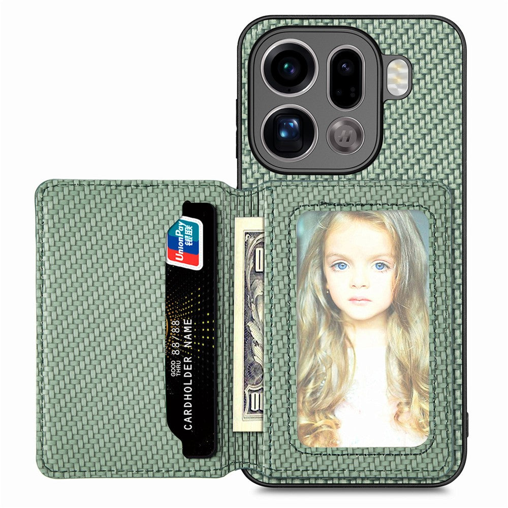 For Oppo Find X9 Pro 5G Case RFID Blocking Carbon Fiber Leather Phone Back Cover with Card Holder