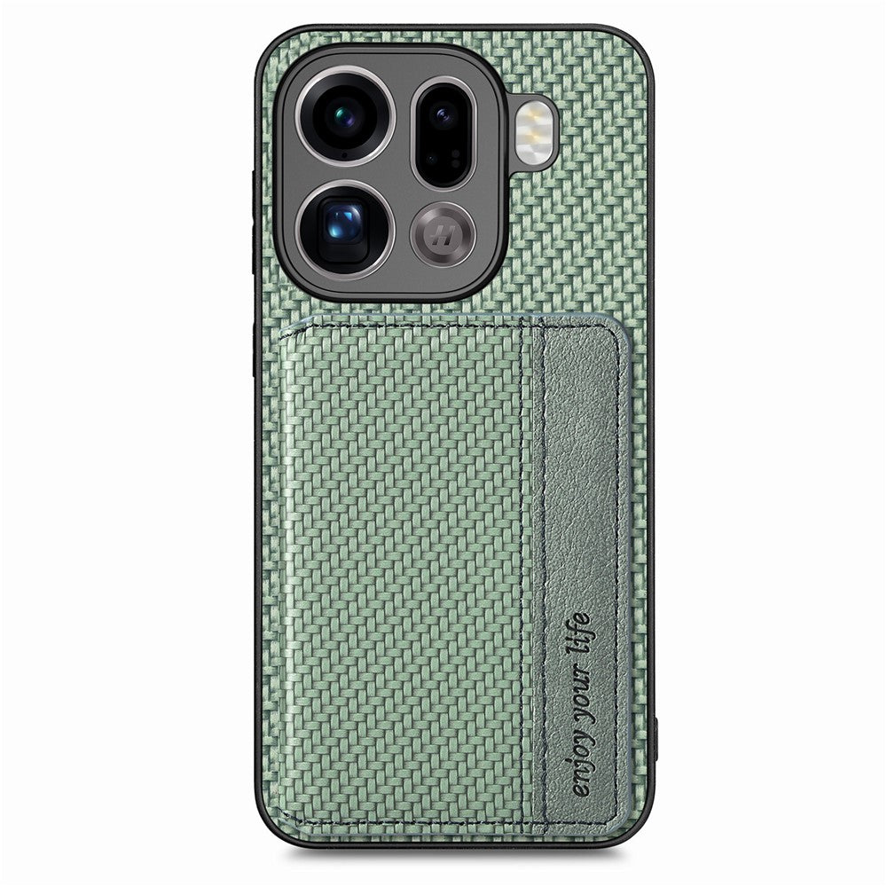 For Oppo Find X9 Pro 5G Case RFID Blocking Carbon Fiber Leather Phone Back Cover with Card Holder