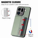 For Oppo Find X9 Pro 5G Case RFID Blocking Carbon Fiber Leather Phone Back Cover with Card Holder