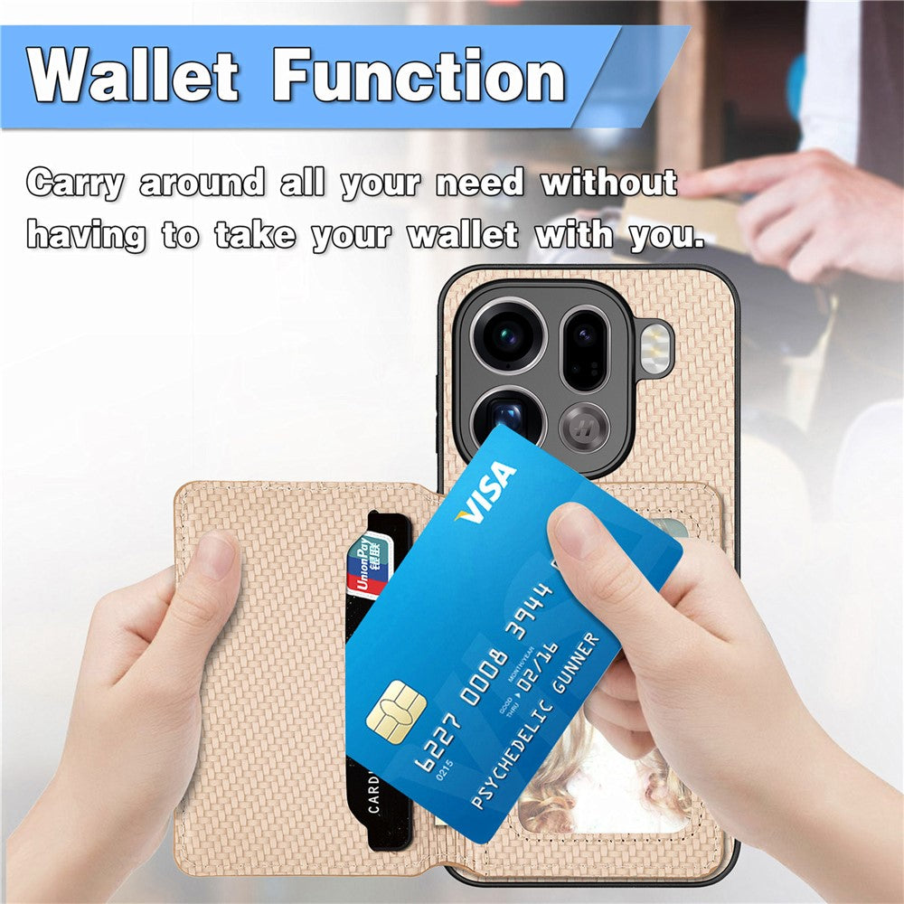 For Oppo Find X9 Pro 5G Case RFID Blocking Carbon Fiber Leather Phone Back Cover with Card Holder