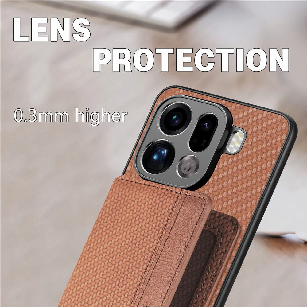 For Oppo Find X9 Pro 5G Case RFID Blocking Carbon Fiber Leather Phone Back Cover with Card Holder