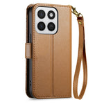 Phone Case for Honor 400 Smart 5G  /  400 Smart 4G  /  X7d 4G  /  X7d 5G Floral Leaf Pattern Multi Card Slots Zipper Leather Phone Cover with Wrist Strap
