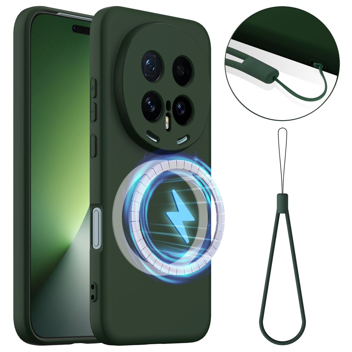 For Honor Magic8 Pro 5G Case Magnetic Case Anti-Drop Liquid Silicone Phone Cover