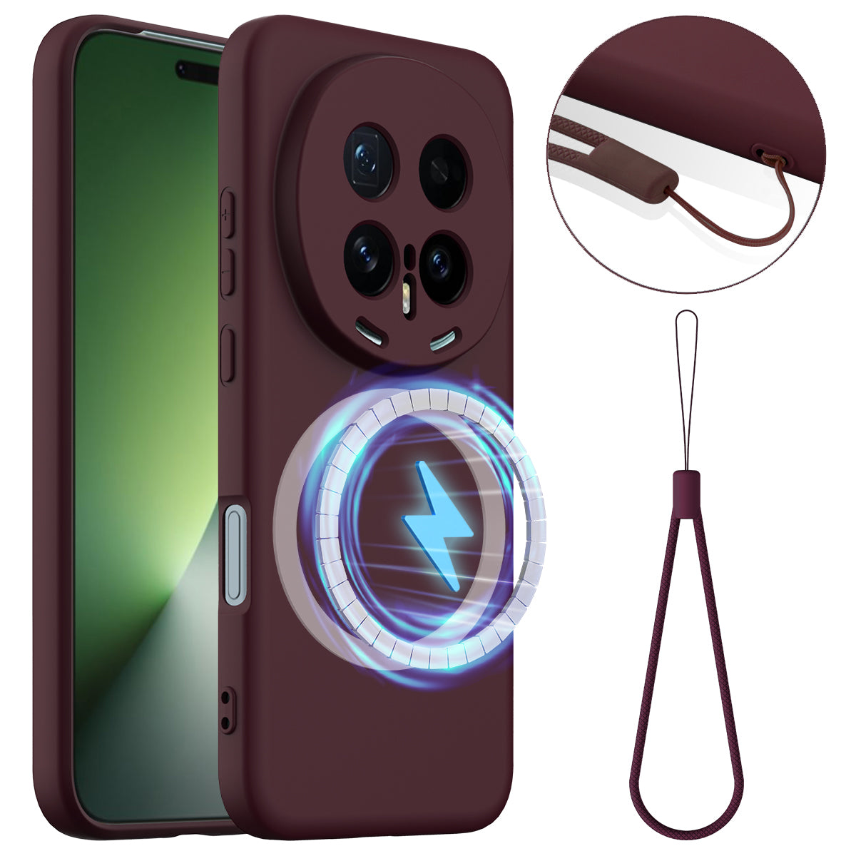 For Honor Magic8 Pro 5G Case Magnetic Case Anti-Drop Liquid Silicone Phone Cover