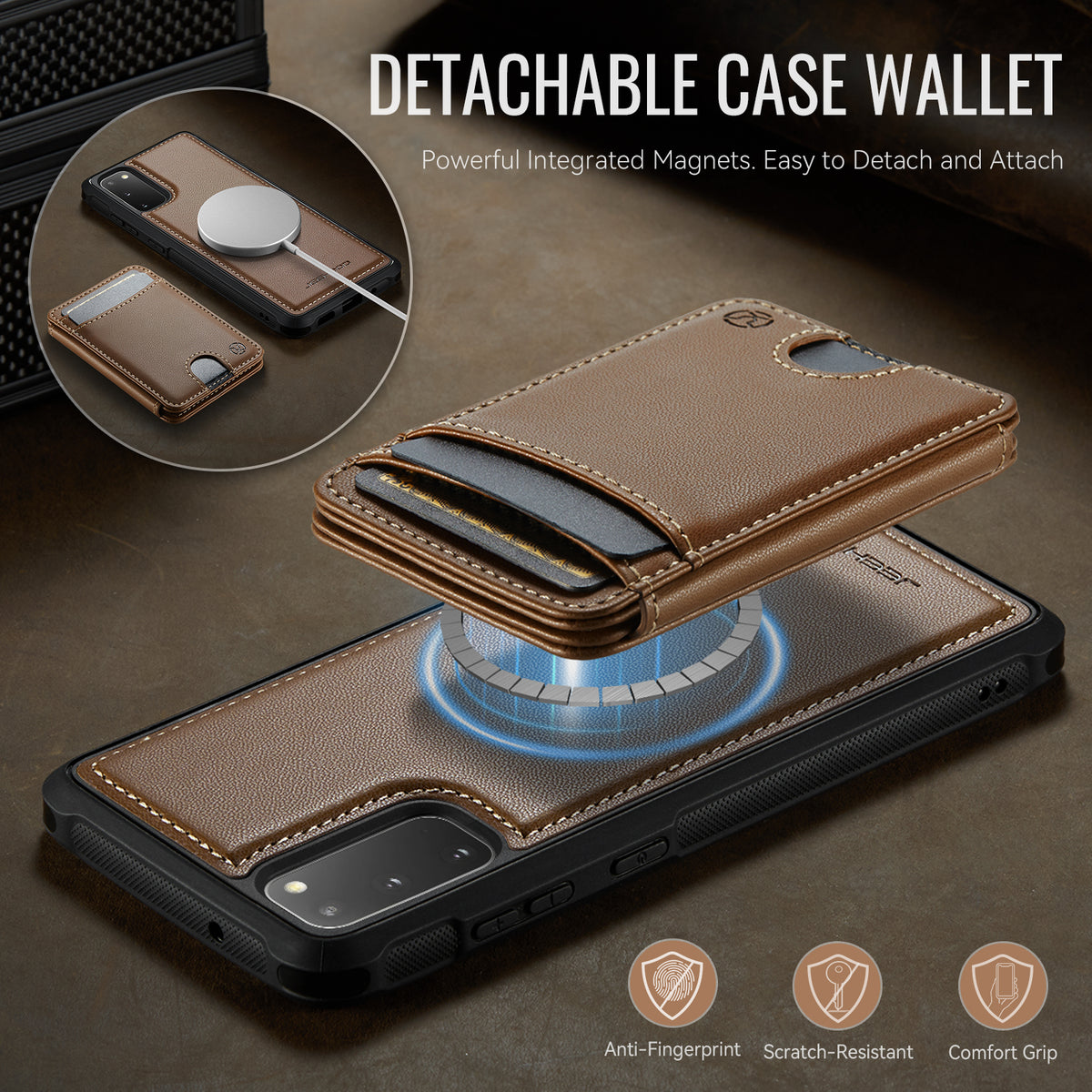 JEEHOOD For Samsung Galaxy S20 5G / Galaxy S20 4G Case  J10  Magnetic Case Leather Back Phone Cover with Detachable Card Holder Kickstand