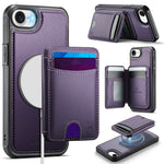 JEEHOOD til iPhone 17e / 16e cover J10 kompatibel med MagSafe læder bagcover til telefon med aftagelig kortholder kickstand