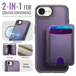 JEEHOOD til iPhone 17e / 16e cover J10 kompatibel med MagSafe læder bagcover til telefon med aftagelig kortholder kickstand
