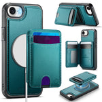 JEEHOOD til iPhone 17e / 16e cover J10 kompatibel med MagSafe læder bagcover til telefon med aftagelig kortholder kickstand