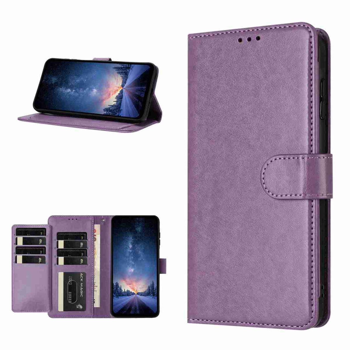 For Honor Magic8 5G Wallet Phone Case Stand PU Leather Folio Flip Cover with 8 Card Slot