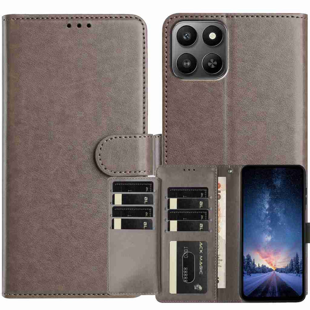 For Honor X7d 5G / Honor 400 Smart 5G Wallet Phone Case Stand PU Leather Folio Flip Cover with 8 Card Slot